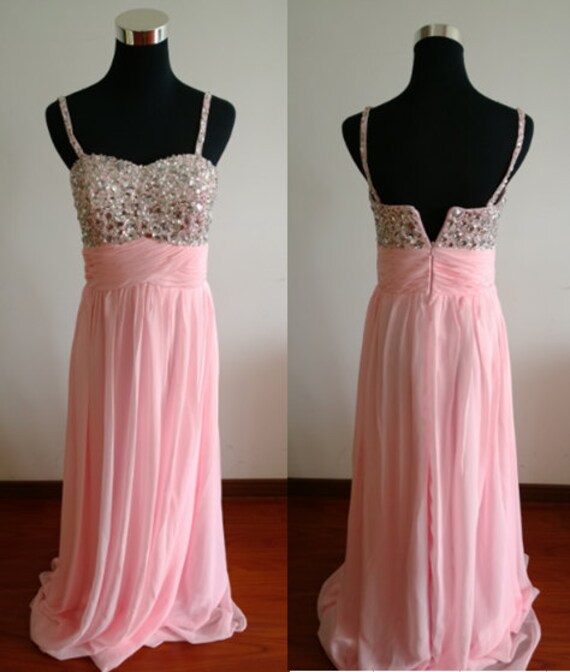 Light pink bridesmaid  dress  pink prom  dress  chiffon dress 