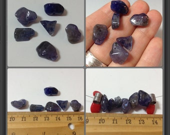 Tanzanite 6 beads- 10 to 15mm long