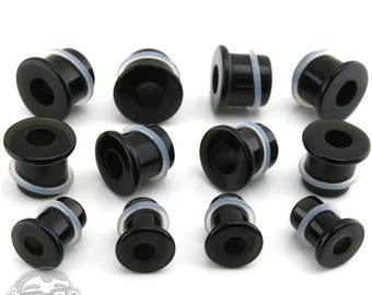 Obsidian Single Flare Tophat Tunnels - Sizes / Gauges (00G - 5/8")