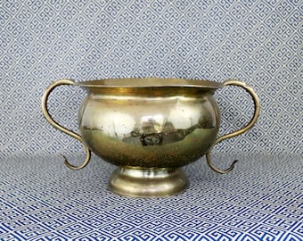 Hand forged Large Brass Urn or Planter with Handles