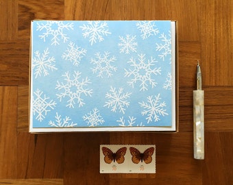 Snowflake Pattern, Boxed Set of 8, Letterpress Holiday Cards, Blank Inside