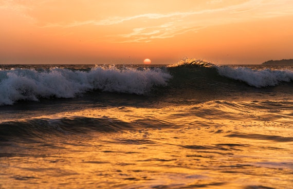 TARIFA GOLD. Sunset At Sea, Tarifa Print, Seascape, Photographic Print, Spain, Sunset Picture