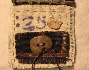 Brooch Textile Art with Twig