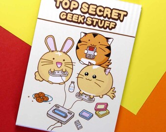 Top Secret Geek Stuff Memo Pad Video Games Kawaii Stationery diary Cute Japanese Notepad note book Idea School A7 Cuteness Stocking Stuffer