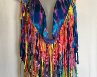 tie dye, burning man, hippie scarf, necklace scarf, hippie boho bohemian, boho scarf, festival clothing,fringe, one of a kind,unique scarves