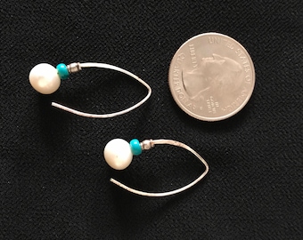 Pearl and Turquoise Dangle Earrings