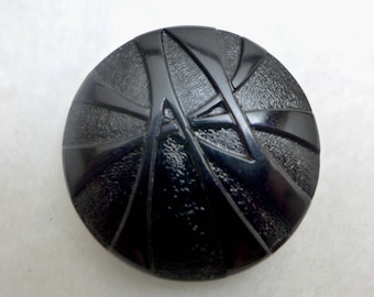 Large Czech glass button - black - 30mm