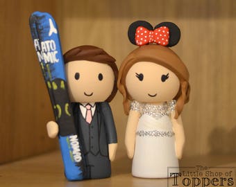 Wedding Cake Topper - Ski Groom & Mouse Ear Bride