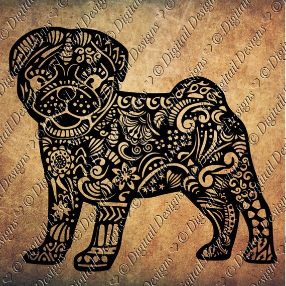 Download Zentangle Pug SVG dxf fcm eps ai png cut file for