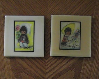 ceramic Degrazia plaques desk mount or hanging