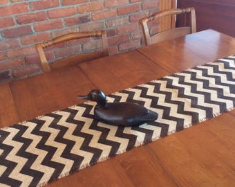 Rustic Chevron Burlap Table Runner Brown Burlap Modern Table Decor by sweetjanesplan