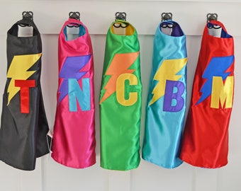 Personalized Boys and Girls Superhero Capes, Custom Superhero Cape, Kids Cape, Superhero Capes with Initial, Superhero Birthday Party