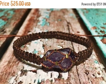 SALE Raw Amethyst Bracelet / Chakra Healing Bracelet / Healing Crystal Bracelet / Raw Crystal Jewelry