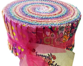 SALE Fabric Benartex Summer Garden Pinwheel 2.5" Precut Fabric Quilting Cotton Strips Jelly Roll