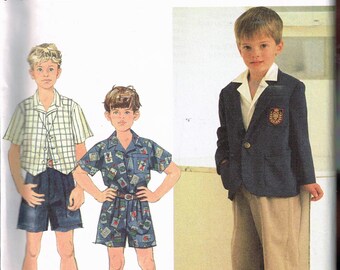 Size 3-6 Boys Shirt Jacket & Pants Sewing Pattern - Pull On Dress Pants - Blazer Jacket Pattern - Pull On Shorts - Simplicity 7070