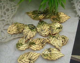 12 Pcs Gold Plated Leaves Charm,Nickel Free10x18mm