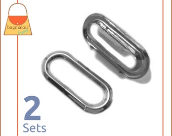 1 Inch Oval Metal Grommet, Nickel Finish, Prong Applied, 2 Sets, Handbag Purse Bag Making Hardware Supplies, 1", EGR-AA028
