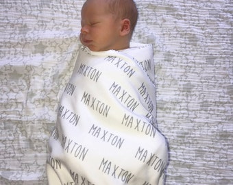 SALE* Personalized Baby Blanket, Thin Fleece Swaddle, Single Name Baby Blanket, Newborn Baby Girl, Baby Boy, Infant Receiving Blanket