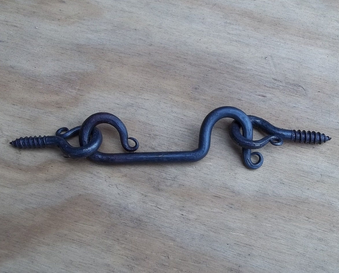 4 inch Wrought Iron Hook and Eye Set Blacksmith Handcrafted IN STOCK