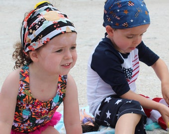 CUSTOM child bandana, boy or girl beach headscarf, wide headband, kids headscarf, cotton hair wrap, newborn bandana, baby bandana, toddler
