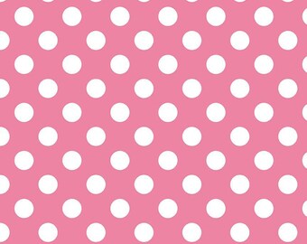Pink Polka Dot Fabric - Riley Blake Medium Dot - Pink and White Dot Fabric