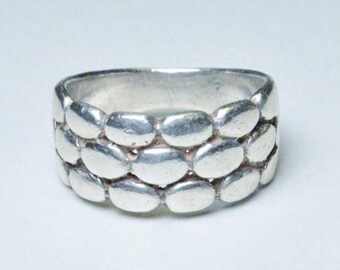Vintage Sterling Silver Modernist Abstract Band Size 5.75
