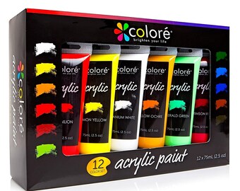 Colore Acrylic Paint Studio Set – Professional Grade Painting Kit For Painting Canvas, Clay, Fabric, Nail Art, Ceramic & Crafts