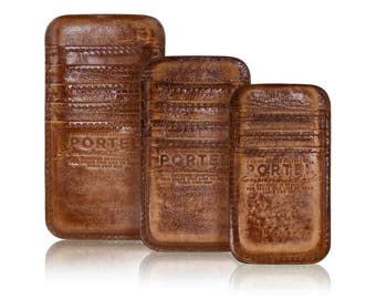 iPhone RETROMODERN aged leather pocket - - LIGHTBROWN