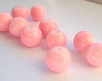 Pink painted glass (T) 10mm 10 beads