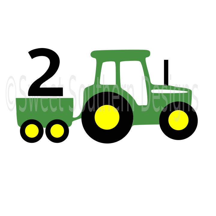 Download Tractor with wagon 2nd birthday layered design DXF SVG instant