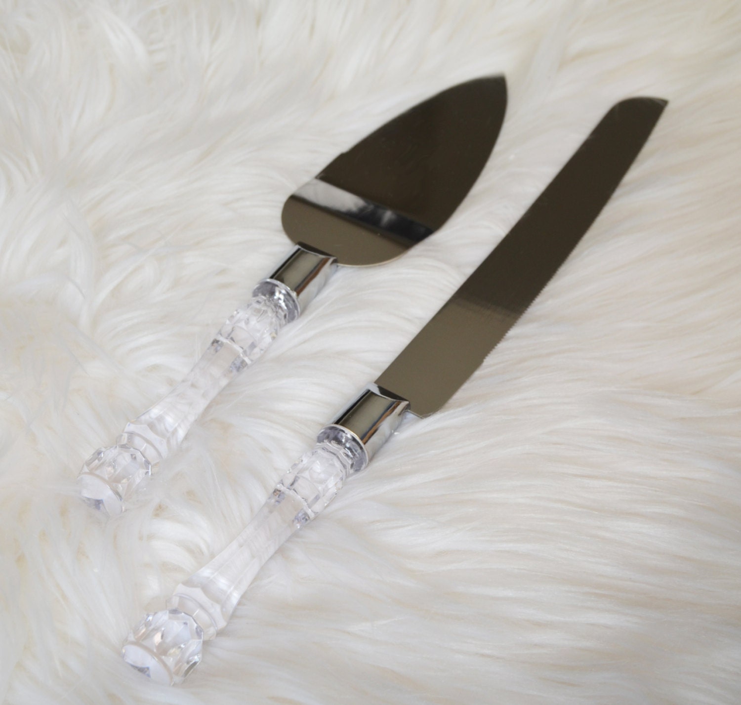 Rhinestone Cake Cutter Set. Acrylic Crystal Cake Set.