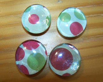 Red and Green Polka Dot Refrigerator Magnets Set of 4