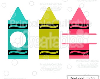 Whole, Split, Monogram Crayons SVG Cut Files & Clipart E173 - Includes Limited Commercial Use!