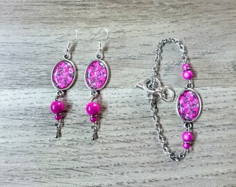 Duo earrings and her bracelet matching