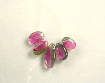 Watermelon tourmaline slice beads 9.5-15mm 8.8ct 5 pieces