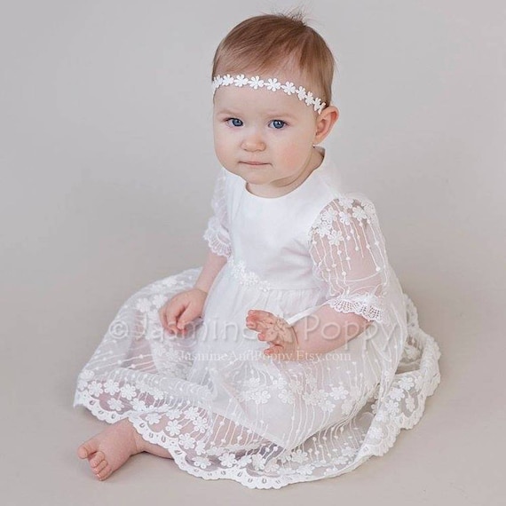 lace baptism dress for baby girl