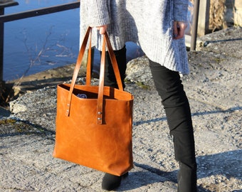 Leather Tote Bag, large tote bag, handmade leather bag