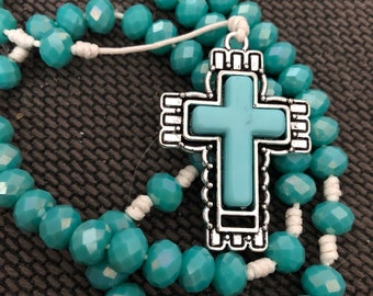 Dark Cyan Turquoise Rosary | Catholic Rosary | Baptism Rosary | Baptism Gift | Rosary Chain | Confirmation Gift