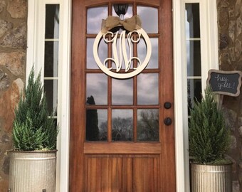 Monogram Door Hanger, Monogram Door Wreath, Initial Door Hanger, Wooden Monogram, Wooden Letters Wall Hanging, Wedding gift