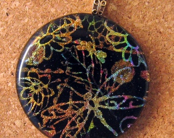 Fused Glasd Pendant - Dragonfly Pendant - Dichroic Pendant - Dichroic Jewelry - Glass Pendant