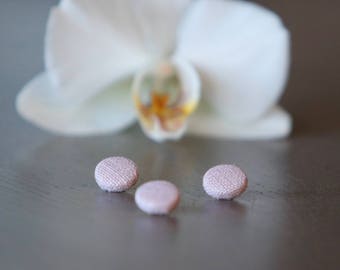 Linen Covered Buttons, Light Rose Buttons, Round Covered Buttons, 3 pieces