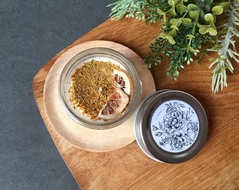 Botanical Candle, Handpoured Soy Candles, Dried Flower Aromatherapy Candles in Glass Jar, Candle Favors in Gift Box