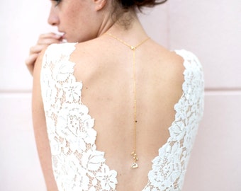 Removable Bridal Necklace, Back Drop necklace, Bétina, Crystal Backdrop Necklace, Bridal Jewelry, Leaf Bridal Necklace, rose gold back drop