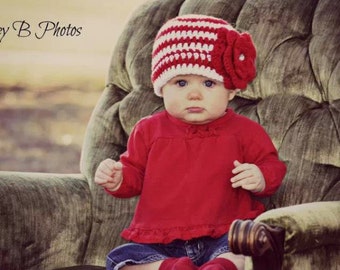 red and white striped flower hat