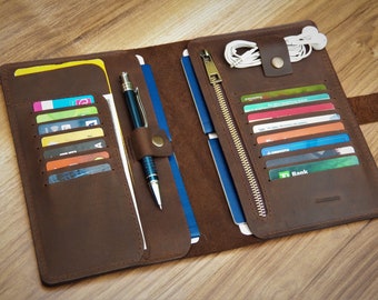 Leather holder travel wallet Passport holder travel Family holder travel Ticket wallet Travel holder document Mens passport wallet leather