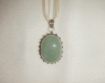 Aqua Amazonite pendant necklace set in .925 sterling silver (P399)