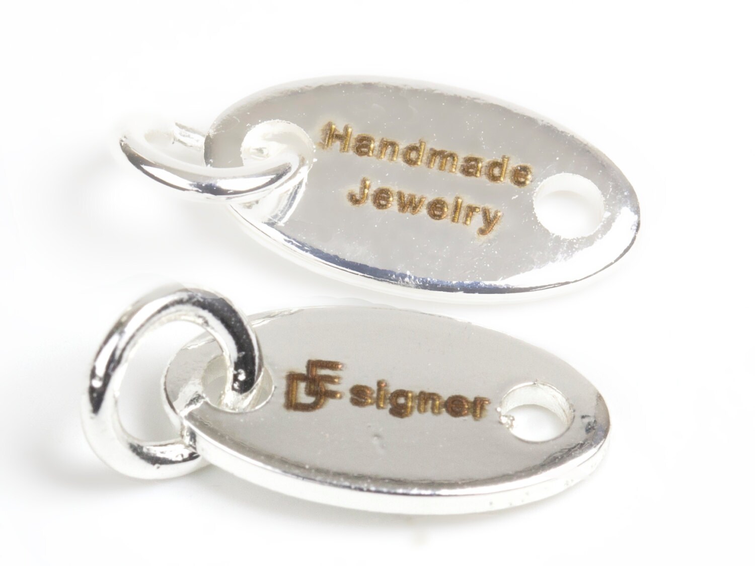 Custom Jewelry Tag Laser Engraved Logo Sterling Silver