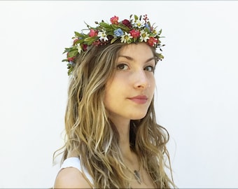 Wildflower Flower Crown, Bridal Headpiece, Woodland Wedding, Rustic Floral Crown, Bohemian Bride, Flower Hair Wreath, Wildflowers, Boho
