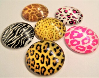 Animal print cabochons, 20mm. 5CT, Random selection, S24