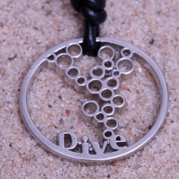 Scuba Diving Jewelry Scuba Gear Pewter Pendant Round Design By